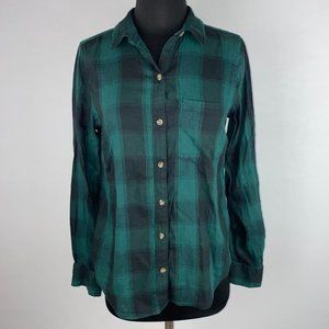 So Brand Juniors S Green Black Plaid Favorite Shirt Button Down